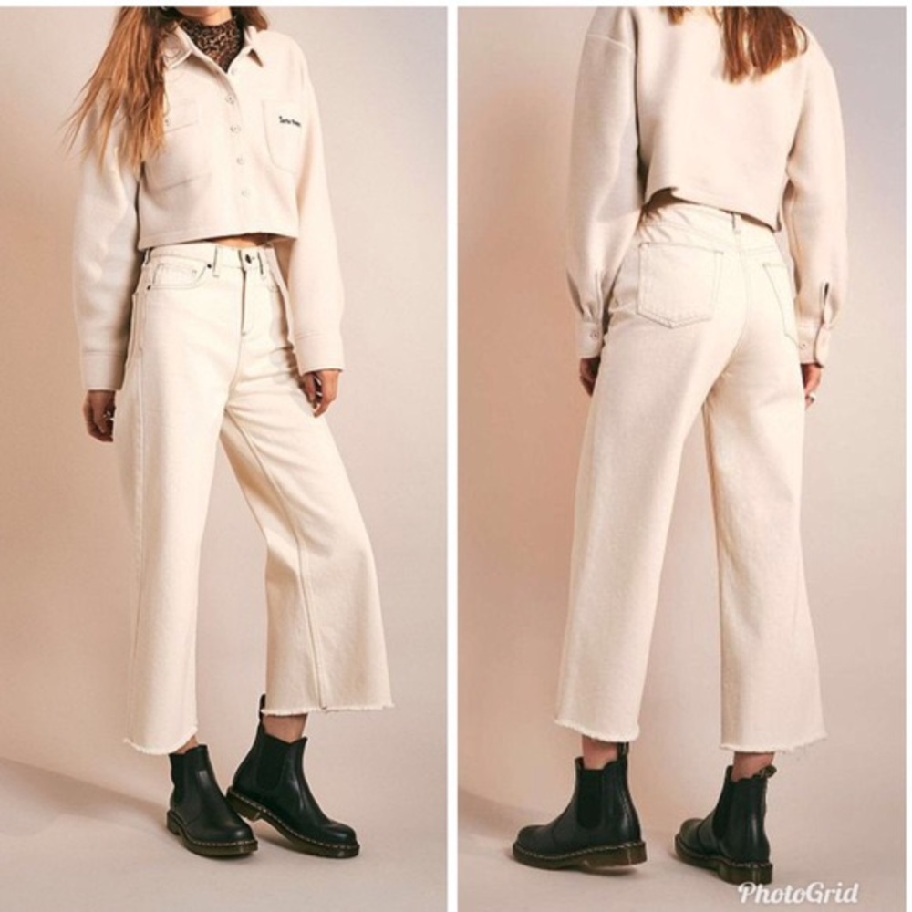 BDG Wide Leg Flood Jean (ivory with contrast hem)